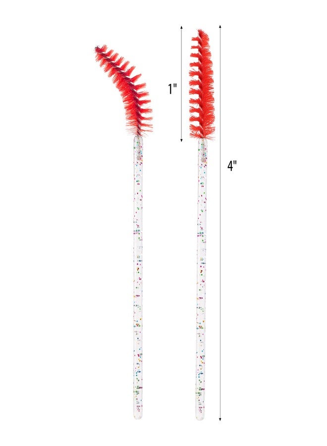 BTYMS 100 Pieces Disposable Mascara Wands Lash Spoolies Eyelash Brush Brow Spoolies Eyebrow Brush for Eyelash Extensions - Red - Image 2